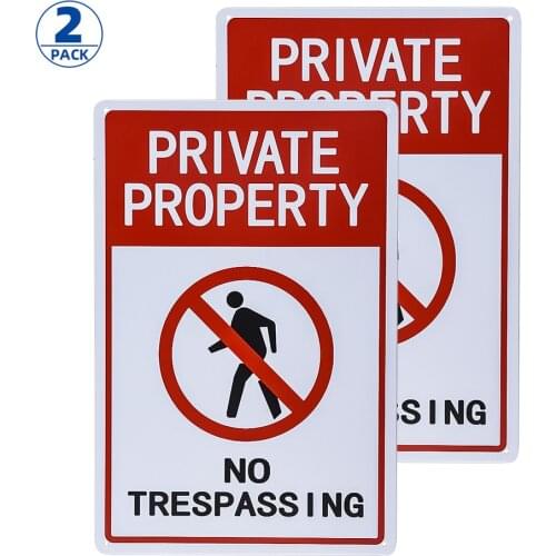 2 Pack Private Property No Trespassing Sign 12 x 8 Inches UV Protected Metal Sign