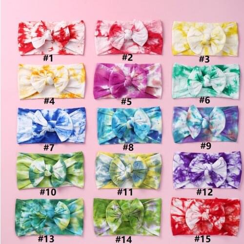 30 PCS/Lot, Tie Dye Bow Nylon Headband, Soft And Stretchy Turban Headwrap, Baby Girls Hair Accessories