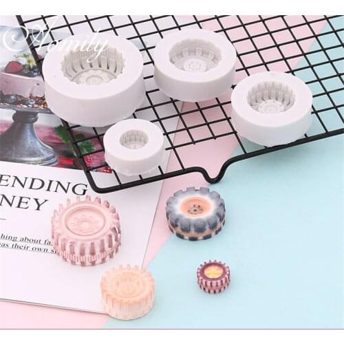 Aomily 4pcs Car Tire Motorcycle Tire Liquid Silicone Mold Fondant Cake Chocolate Mold Cake Decoration Accessories Baking Tools