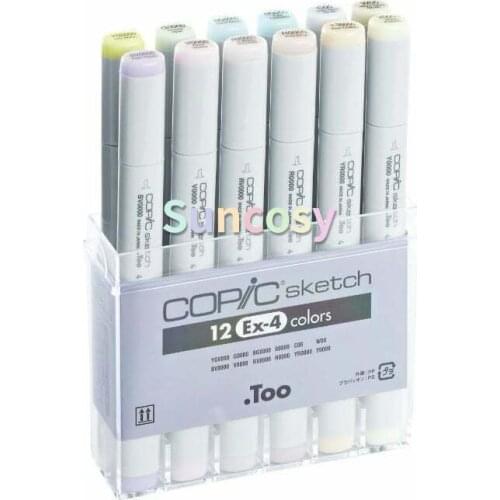 Copic Sketch Marker Pens - 12 Color Set - EX-4, Extension 4 - Graphic Art Markers