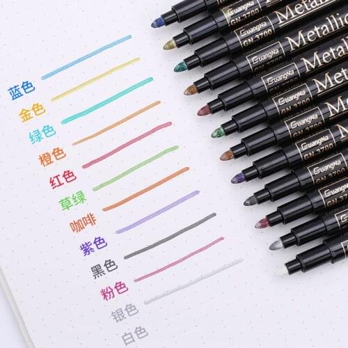 Color marker hard head 12 metal graffiti pen papeleria stationery colores drawing painting supplies back to school educational