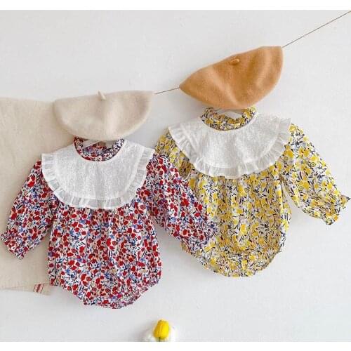 Toddler Baby Girl Romper Cotton Long Sleeve Flower Printing Spring Autumn Baby Girls Clothes Infant Baby Girls Jumpsuit