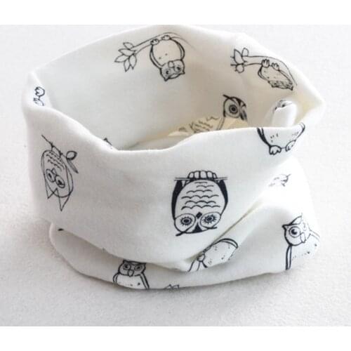 100% Cotton Children Scarf Baby Cartoon Owl Star Scarf Bibs Boys Girls Soft Scarves Lovely Kids Neck Collars Child O Ring Scarf