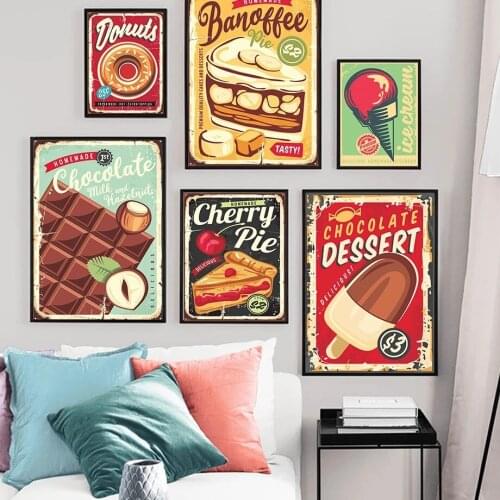 Home Decor Canvas Donuts Cakes Candy Chocolate Pie Paintings Pictures Wall Art Printed Modular Poster No Frame Artwork Living Ro