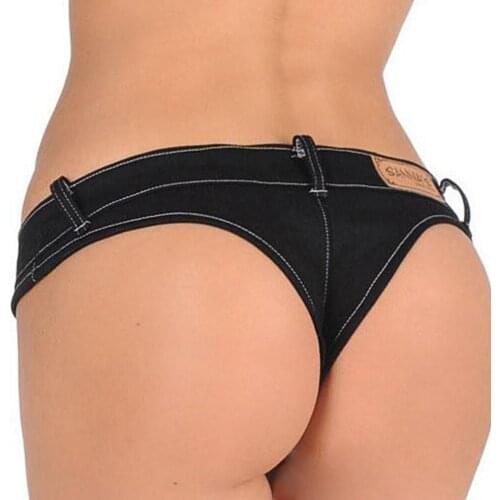 Hot Sexy Vintage Jeans Shorts Low Waist Small T Crotch Denim Briefs Micro Mini Bikini Club Dance Wear street fashion For Women