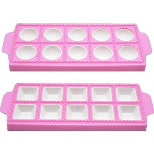 Mould for Round&Square Ravioli 10 Cavity Manual Dumpling Maker ,for Making Ravioli,Pie,Dumplings,Pasta or Cookies,2 Pcs