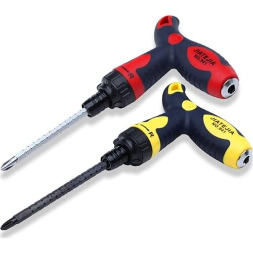 H6.35*160mm T-type Dual Purpose Scalable Ratchet Screwdrivers Phillips and Slotted CR-V Screw Driver Screw-driving Tools 1pcs
