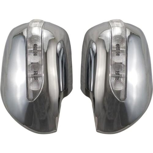 For Toyota Prado 2700 FJ120 J120 2003-2009 Chrome Rearview Mirror Cover Trim Backup Mirror Protector With Yellow Led Turn Light