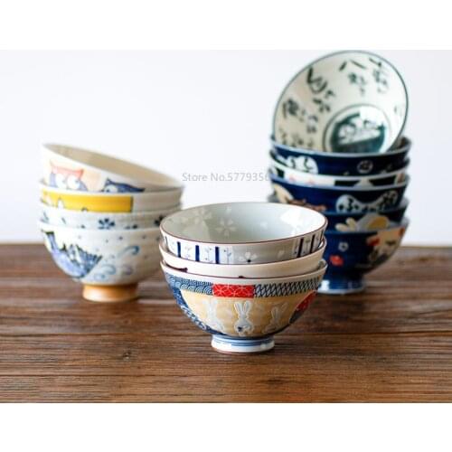 Japanese Style Rice Ceramic Bowl High Quality Japanese Style Ceramic Bowl Single Home Creative Eating Dessert Bowl