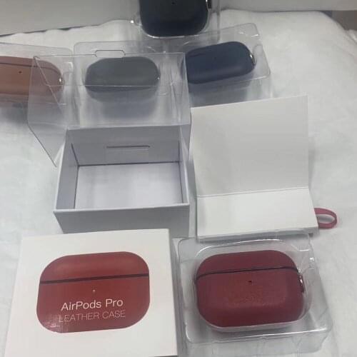 Leather Case Cover for Airpods Pro Luxury Protective Shell w Anti-lost Buckle for Apple Air Pods Pro 3 headphone Earpuds Sleeve