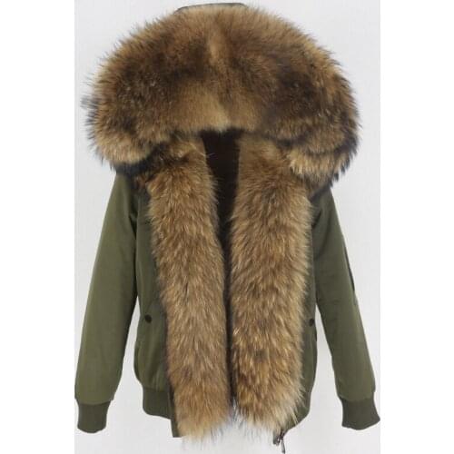 MENINA BONITA 2021 Bomber Waterproof Parka Winter Jacket Women Natural Real Raccoon Fur Hood Coat Detachable Warm Outerwear