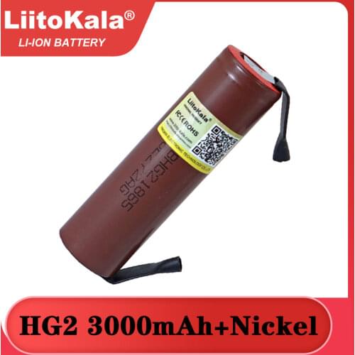 Liitokala 100% New HG2 18650 3000mAh Rechargeable battery 18650HG2 3.6V discharge 20A Power batteries + DIY Nickel