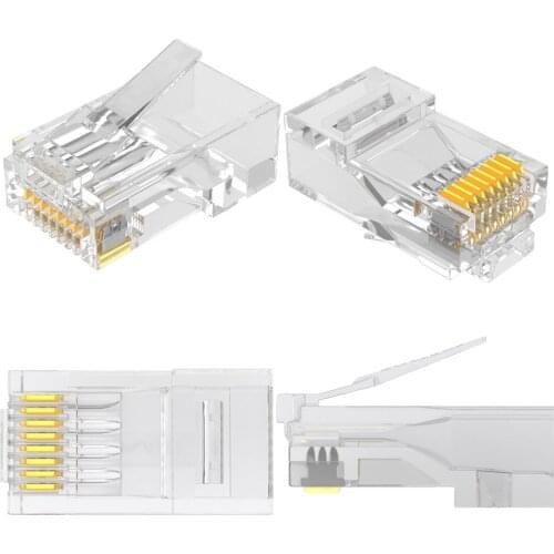 Cat5 RJ45 Connector Cat5E 8P8C Modular Ethernet Cable Head Plug Gold-plated Cat 5 Crimp Network RJ 45 Connector
