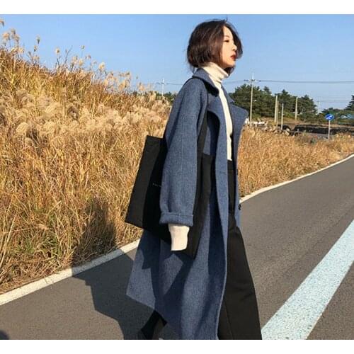 Winter new artificial double-sided cashmere coat womens fashion loose and thin mid-length over-the-knee woolen ladies coat