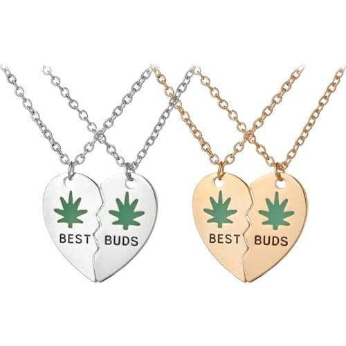 New green Enamel Best BFF Necklaces for 2 heart Stitching Necklace Best Friend Necklace friendship Gift for bestfriends Jewelry