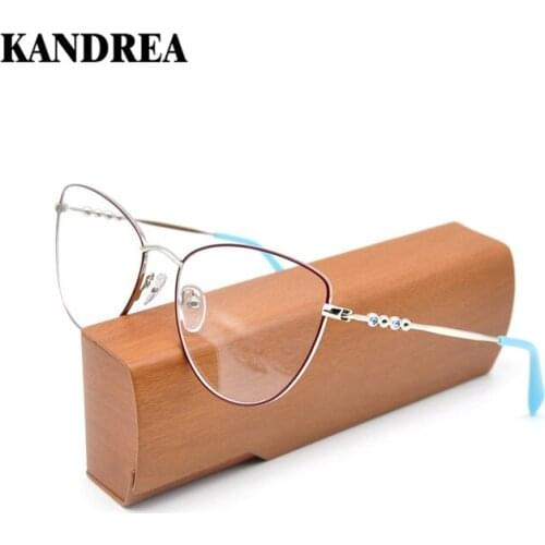 KANDREA Vintage CatEye Women Glasses Frame Clear Lens Simple Eyeglasses Metal Female Oversized Eyewear 2021 Fashion New Optical