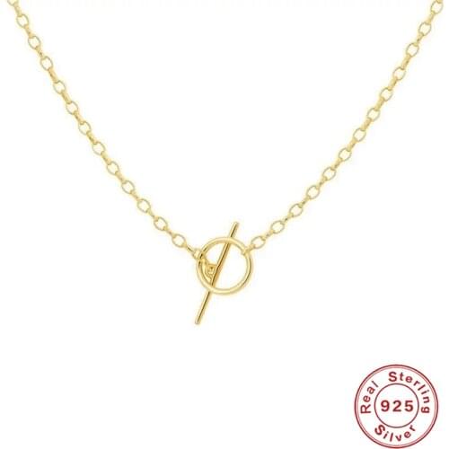 Aide 925 sterling Silver OT Buckle Pendant Necklace Gold Industrial Style Creative O-Chain Necklace For Women Fine Jewelry Gift