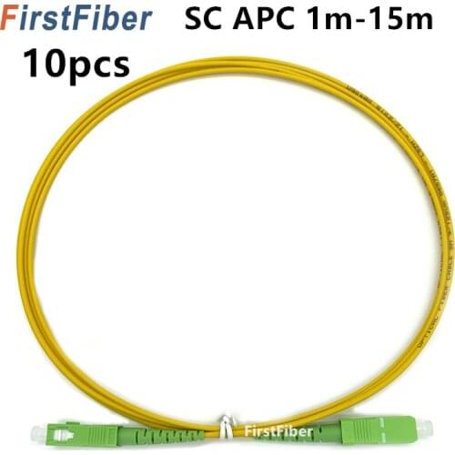 10pcs SC APC Patchcord 1m 2m 3m Patch Cord G657A Simplex 2.0mm fibra Optico SM Fiber Optic Jumper 5m 10m 15m