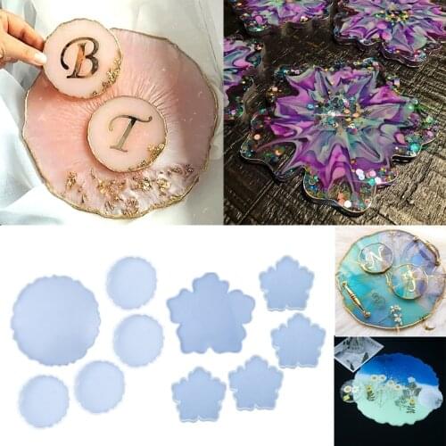 5 Pcs/Set Coaster Tray Epoxy Resin Mold Cup Mat Pad Silicone Mould DIY Crafts Decorations Casting Tool
