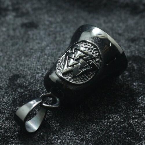 Uniesex 316L Stainless Steel Vikings Black Bell Pendant