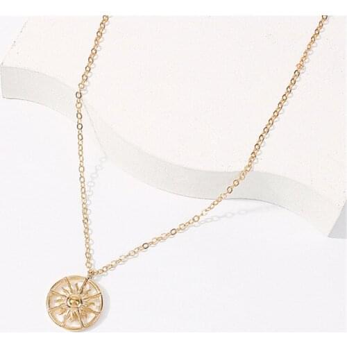 Early Han 2021 new personality trend Japanese sun flower pendant lady necklace fashion alloy clavicle chain gift