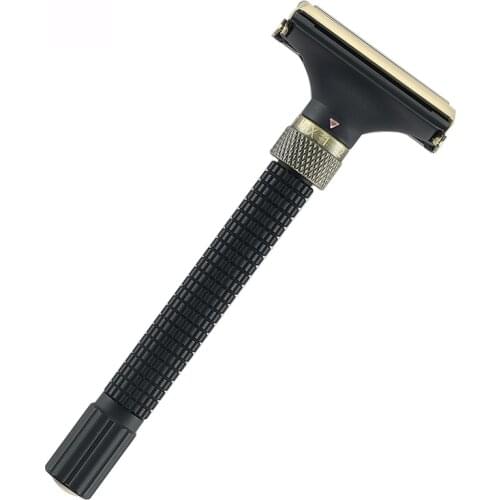 Adjustable Butterfly Open Double Edge Safety Razor Brass Long Handle Safety Classic Barber Razors