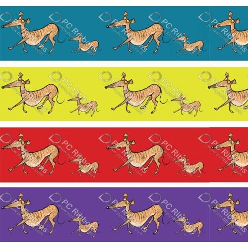 2" Christmas Greyhound Ribbon Cartoon Galgos Dog Custom for DIY Crafts Hair Bow Collar Lanyard/Satin /3" Grosgrain Ribbons CA371