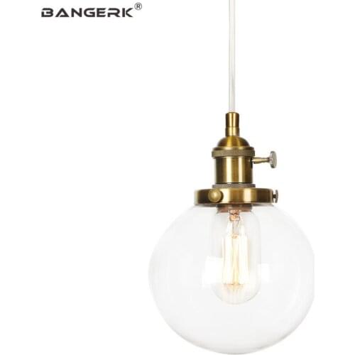 Glass Decor LED Pendant Lamp Loft Iron Switch Single Head Modern Hanging Light Fixtures Dining Room Bar Home Lighting Luminaire