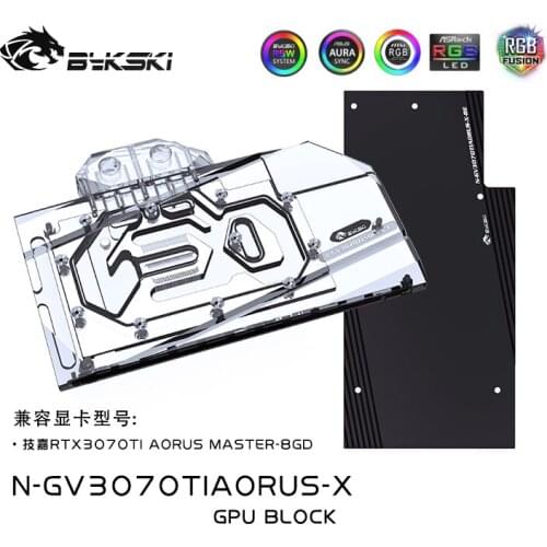 Bykski Water Block use for GIGABYTE RTX3070TI AORUS MASTER-8GD GPU Card /with backplane /Copper Radiator bolck N-GV3070TIAORUS-X