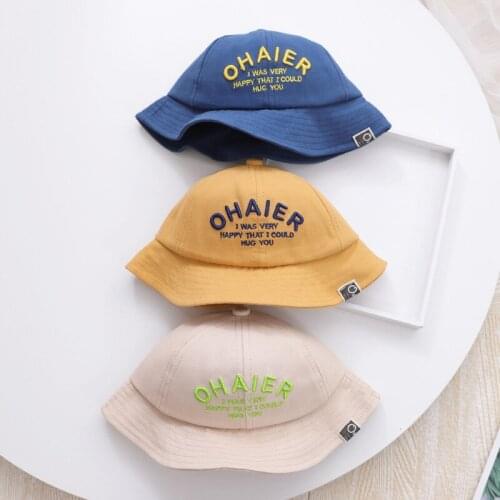 Embroidery fisherman hat for Kids Outdoor sun protection bucket sun hat Kids Panama Cotton Outdoor Bucket Hats Hip Hop Cap H273S