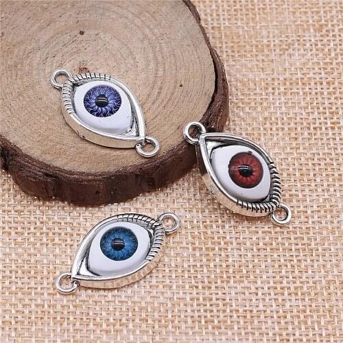 WYSIWYG 3pcs 30x15mm Antique Silver Color Eye Connector Charms For Jewelry Making DIY Jewelry Findings