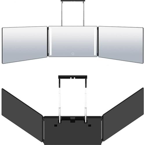 Trifold Hair Cutting Mirror Self Styling Mirrors Brightness Adjustable Height Telescopic Hook Makeup Tool Household Portable