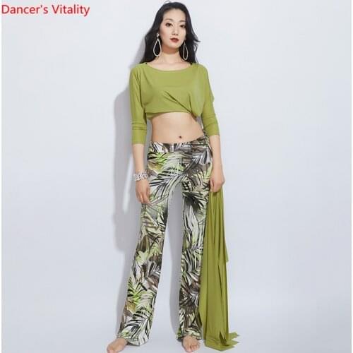 Belly Dance Female Adult Elegant Robe Practice Clothes Set Oriental Dancewear Profession Performance Dress And Hip Scarf Suit