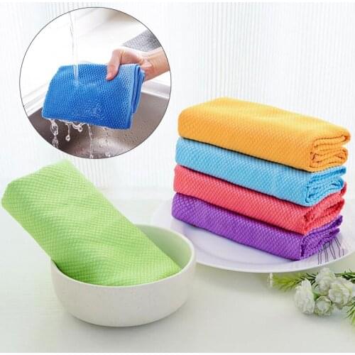 1PC 30*40cm Household Glass Window Cleaning Cloth Kitchen Absorbent Dishcloth Cleaning Rags Washing Towel Scouring Pad