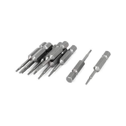 10 Pcs 1/4" Hex Shank 1.5mm T6 Tip Magnetic Torx Screwdriver Bits 50mm Long