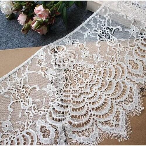 24cm wide 3m/lot white /black single edge good quality eyelash lace trims DIY womens skirt splicing home fabric AC216