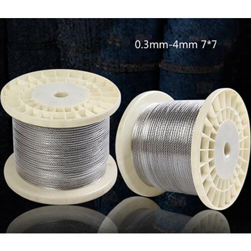 2Meter 304 Stainless Steel Wire Rope 7*7 Cable Clothesline 0.3mm/0.4mm/0.45mm-1.2mm Soft Fishing Lifting Cable