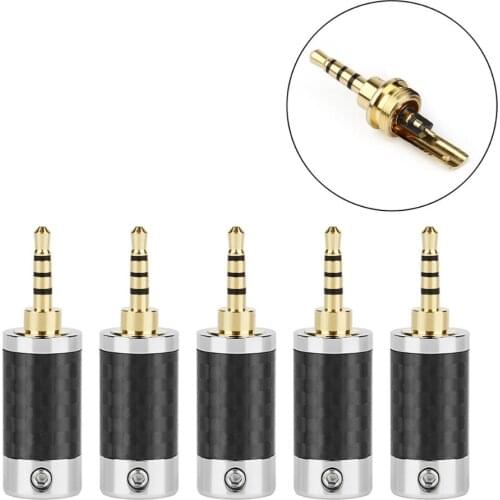 Areyourshop 2.5 mm Jack 4 Pole Stereo Carbon Fiber Headphone Step Plug Audio Male Connector