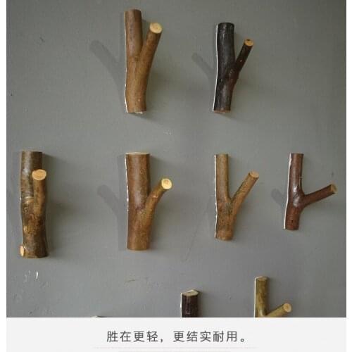 5pcs wall hook decoration Solid wood with bark Coat original ecology Natural log M glue self-adhesive Key housekeeper