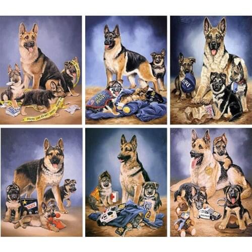 German Shepherd Dog 5D DIY Diamond Painting Cross Stitch Full Square Round Drill Wall Mosaic Embroidery Art Home Decor