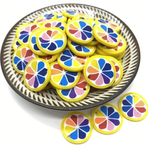 20Pcs/lot 20mm Fruit Beads Flakes Clay Beads Polymer Spacer Beads For Jewelry Making DIY Bracelet Hairpin #A89-3