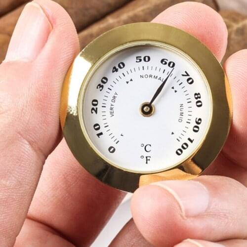 38mm Mini Household Guitar Case Cigar Hygrometer High Precision Tobacco Humidor K0AB