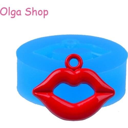 FYL251 Lips Mold Lips Mouth Silicone Flexible Mold for Jewelry Pendant Making, Cake Decorating, Cupcake Topper, Fondant 22mm