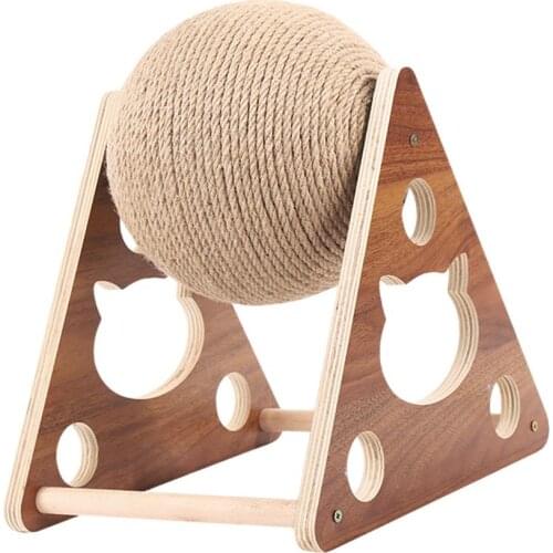 Pets Cat Dog Catching Toys Cat Catching Ball Toy Compact Durable Grind Paws Cat Scratcher Matches Wooden Stick With Ball Screw