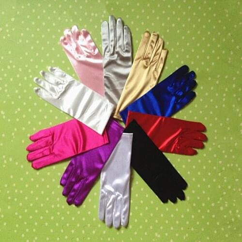 Short Pink Satin Finger Short Blue Wedding Gloves Purple Wedding Accessories Party Prom Cosplay Performance Casual Bride Gloves