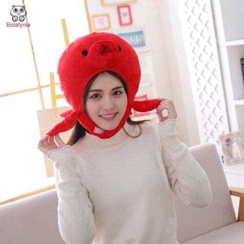BOLAFYNIA Red octopus hood hat plush toy hat stuffed toy cap