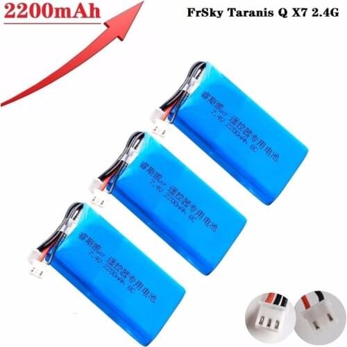 7.4V 2200mAh Lipo Battery for FrSky Taranis Q X7 2.4G Transmitter Spektrum DX8 Rc Spare Part 2S Rechargeable Battery Pack 10pcs