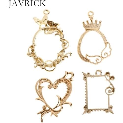 4Pcs Metal Frame Antique Exquisite Floral Epoxy Resin Crafts UV Resin Tools DIY Jewelry Making Pendant Decoration Watch Frames