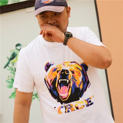 New Growlr Bear Summer Mens Plus Size Cotton T-shirt Gay Bear Roar Bear Round Collar Short Sleeve Tops White S M L XL 2XL