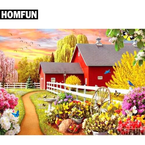 HOMFUN Full Square/Round Drill 5D DIY Diamond Painting "Garden Scenic" Embroidery Cross Stitch 5D Home Decor Gift A01678